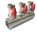 Einzelverteiler 1″ mit Ventilen 3/4″ Eurokonus – Rot
