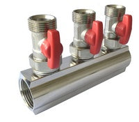 Einzelverteiler 1″ mit Ventilen 3/4″ Eurokonus – Rot