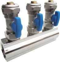 Verteiler einzeln 1″ mit Ventilen und Eurokonus-Kupplungen – Blau