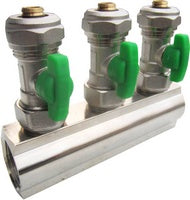 Verteiler einzeln 1″ mit Ventilen und Eurokonus-Kupplungen – Grün