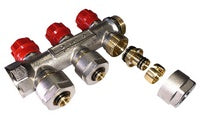 Kompaktverteiler 3/4″ mit Hähnen – Rot