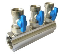 Einzelverteiler 1″ mit Ventilen 3/4″ Eurokonus – Blau