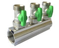 Einzelverteiler 1″ mit Ventilen 3/4″ Eurokonus – Grün