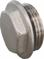 Endstopfen 1″ für Verteiler – Messing vernickelt mit Dichtring