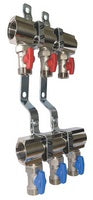Doppelverteiler 1″ mit Ventilen 3/4″ Eurokonus – Rot und Blau